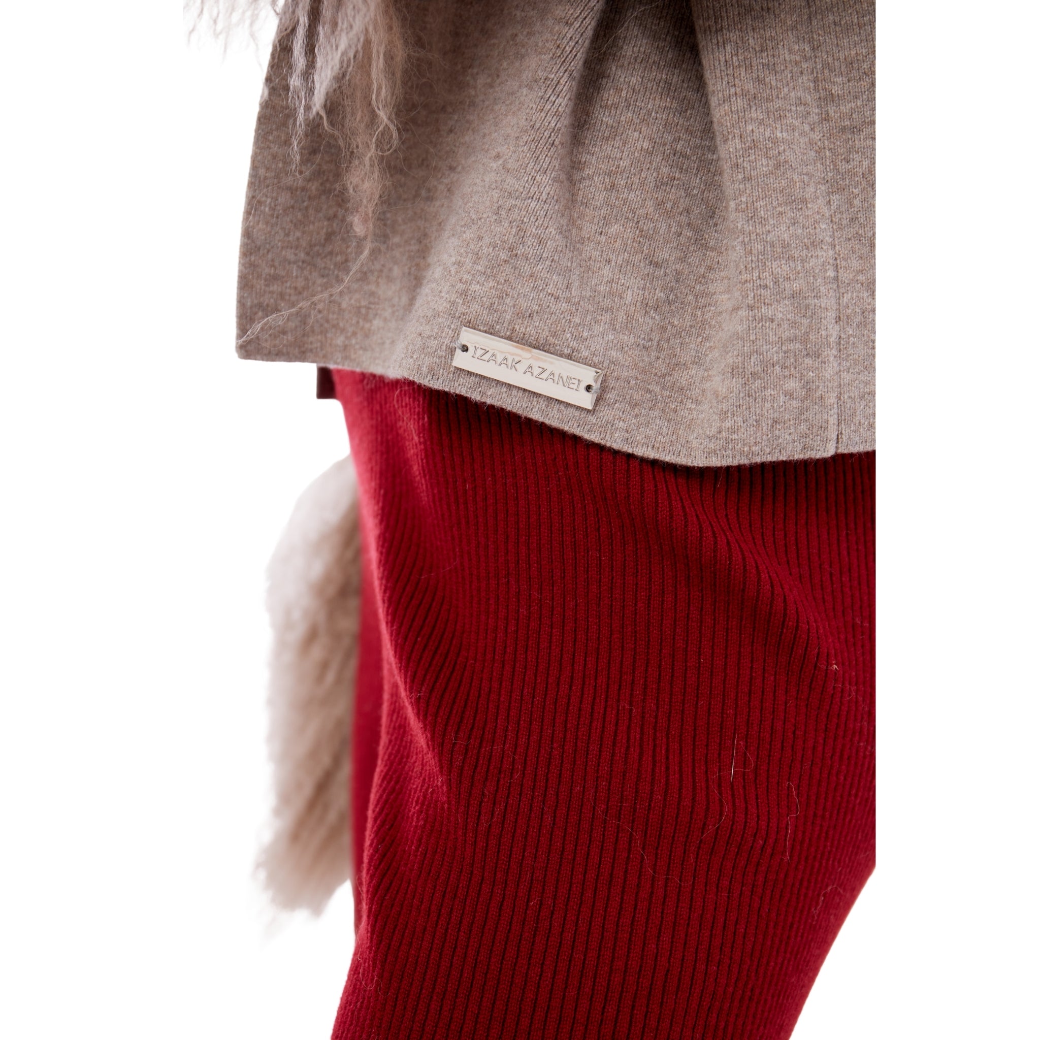 Cable Knit Jacket with Shearling Collar & Cuffs in Rice Flower
