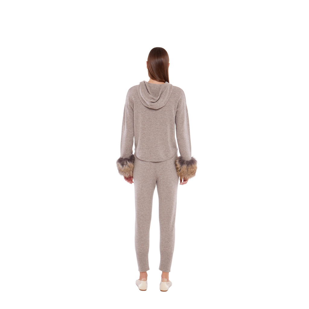 Cuff Hoodie in Rice Flower
