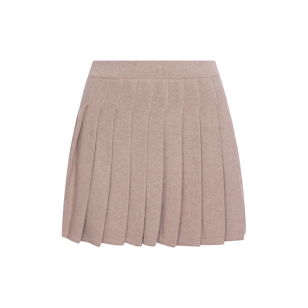 Pleated Mini Skirt in Taupe