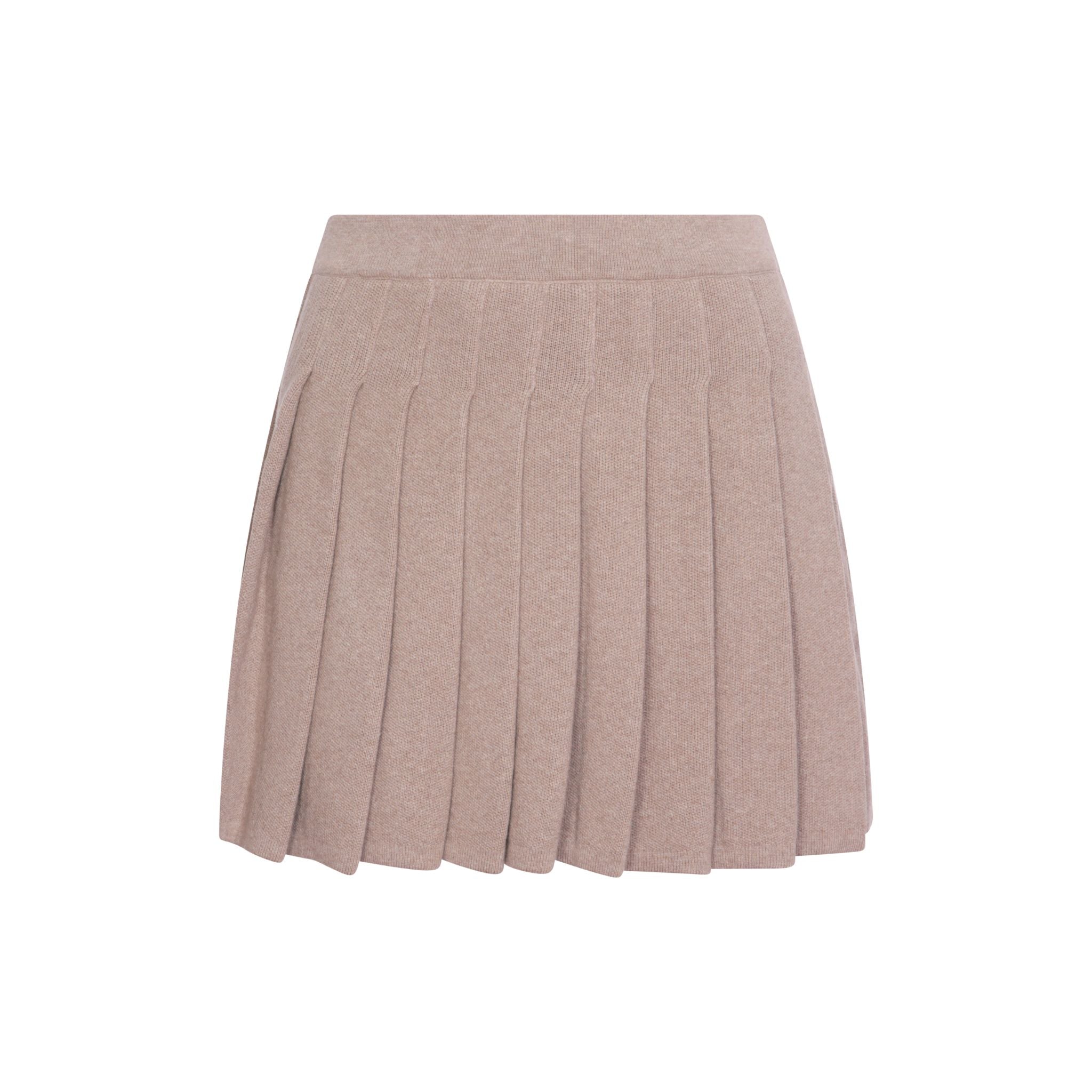 Pleated Mini Skirt in Taupe