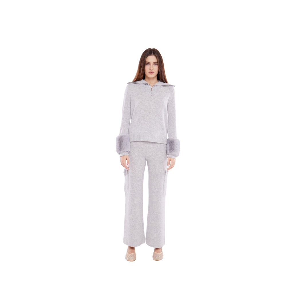 Cargo Pant with Button Detail in Fog
