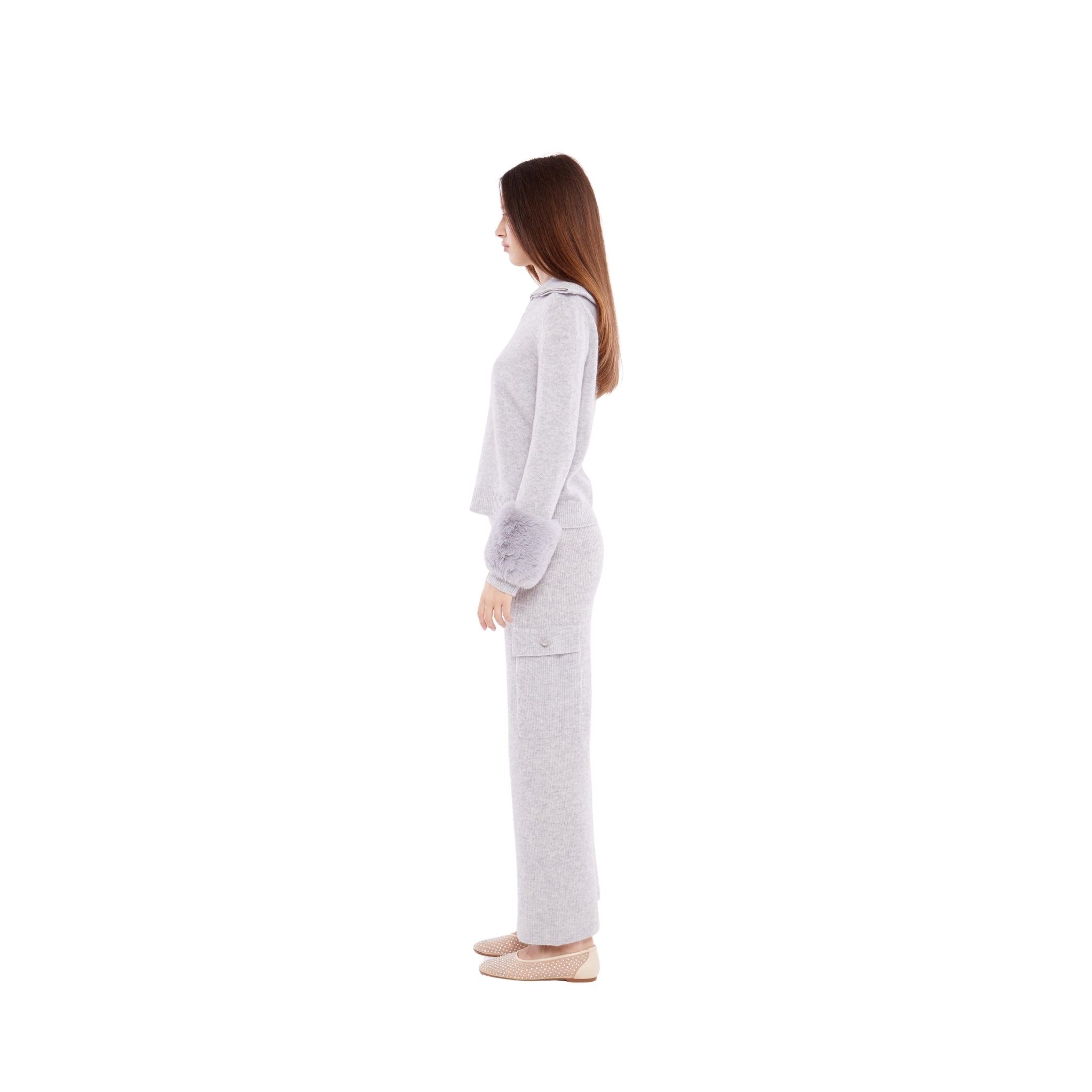 Cargo Pant with Button Detail in Fog