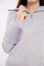 Load image into Gallery viewer, Zip Up Faux Cuff Sweater in Fog
