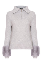 Load image into Gallery viewer, Zip Up Faux Cuff Sweater in Fog
