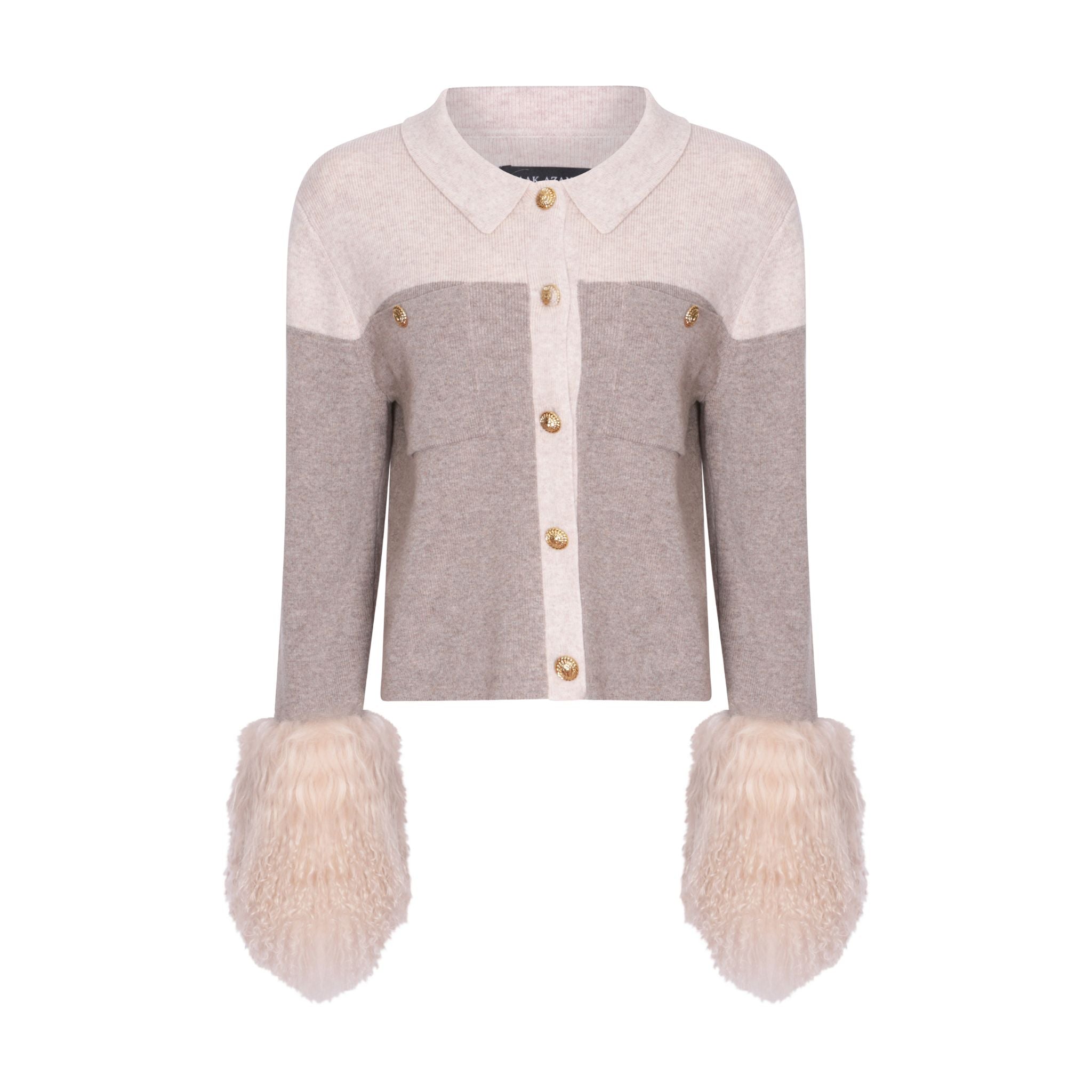 Shirt with Shearling Cuff in Rice Flower and Sand
