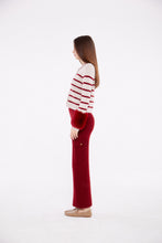 Load image into Gallery viewer, Striped Button Detail Shirt with Faux Cuffs in Crimson and Sand
