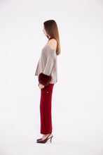 Load image into Gallery viewer, Criss Cross Sweater with Cuffs in Crimson and Rice Flower
