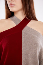 Load image into Gallery viewer, Criss Cross Sweater with Cuffs in Crimson and Rice Flower
