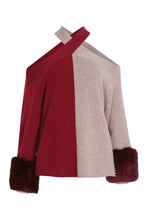 Load image into Gallery viewer, Criss Cross Sweater with Cuffs in Crimson and Rice Flower
