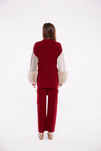 Load image into Gallery viewer, Tie Detail Faux Cuff Cardigan in Crimson, Rice Flower and Sand
