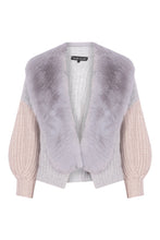 Load image into Gallery viewer, Dual Tone Faux Collar Cardigan in Fog and Sand
