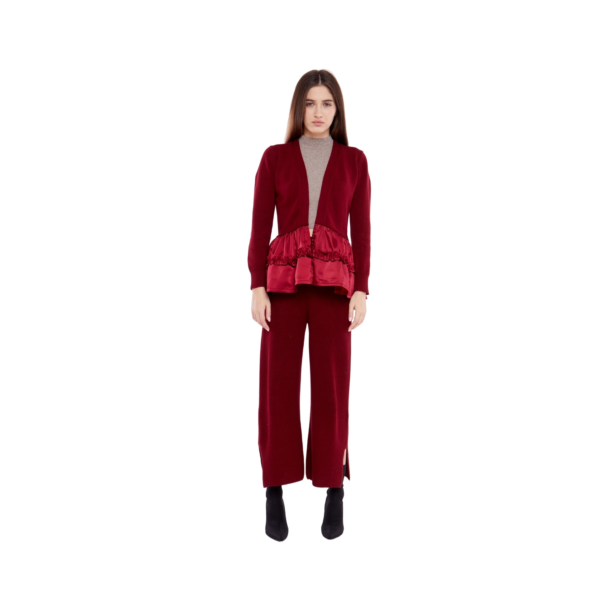 Wide Leg Pants in Ruby