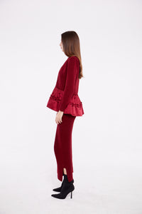 Wide Leg Pants in Ruby