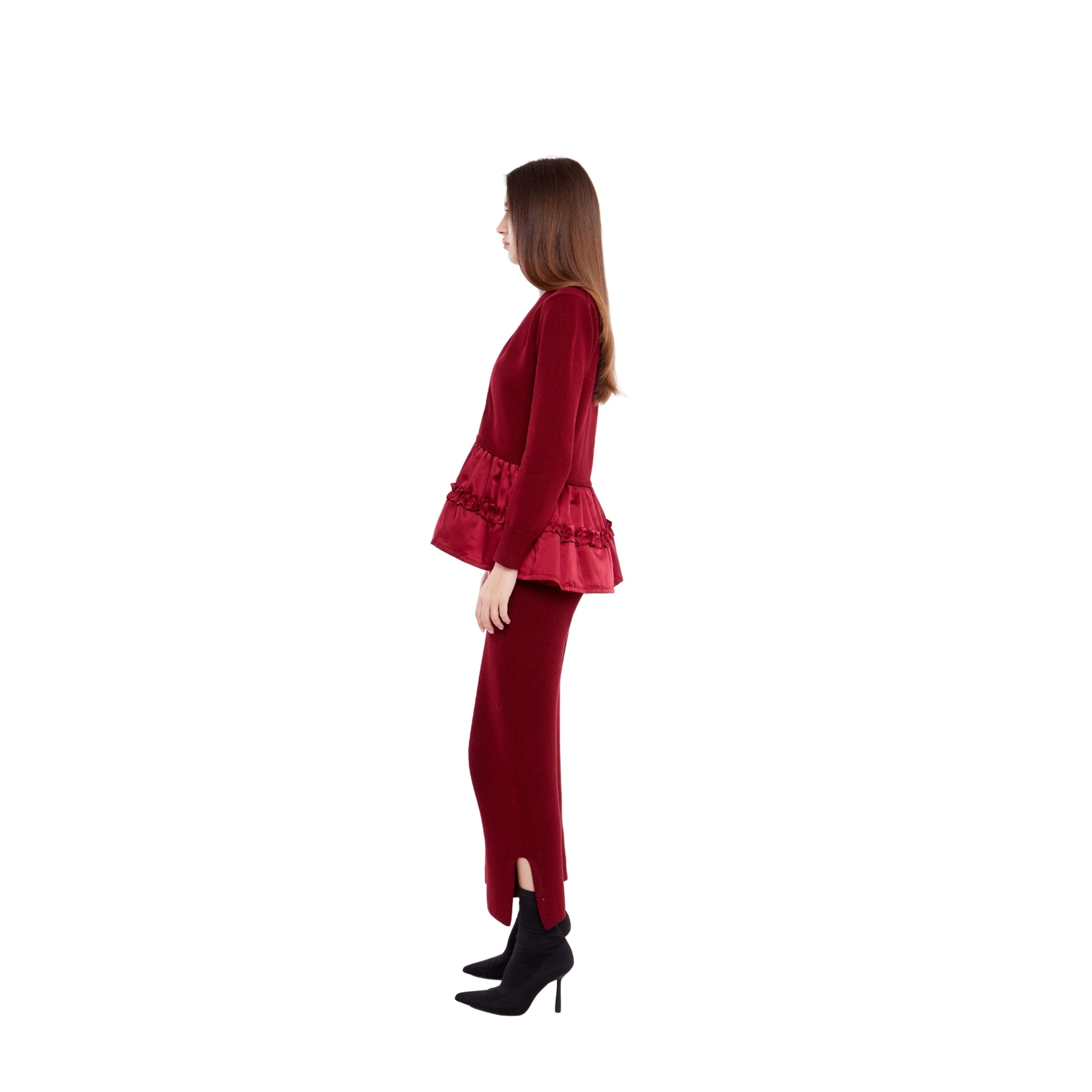 Wide Leg Pants in Ruby