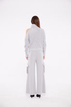 Load image into Gallery viewer, Embellished Cut Out Chunky Polo Neck Sweater in Ash
