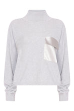 Load image into Gallery viewer, Polo Neck Sweater with Satin Pocket in Ash
