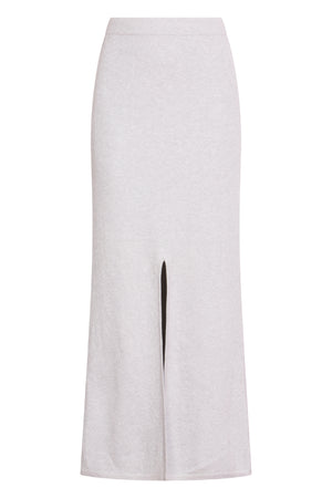 Ribbed Maxi Skirt with Slit in Ash