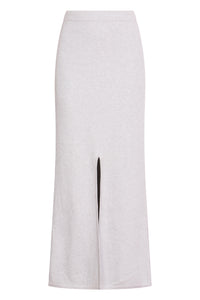 Ribbed Maxi Skirt with Slit in Ash