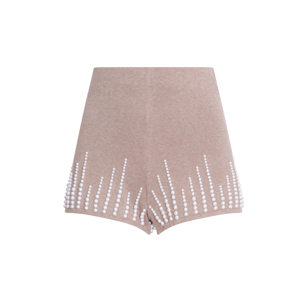 Embellished Hot Pants in Taupe