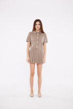 Load image into Gallery viewer, Short Sleeve Embellished Pocket Shirt in Taupe
