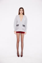 Load image into Gallery viewer, Oversized Cardigan with Embellished Pockets in Ash
