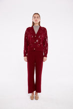 Load image into Gallery viewer, Embellished Cardigan in Ruby
