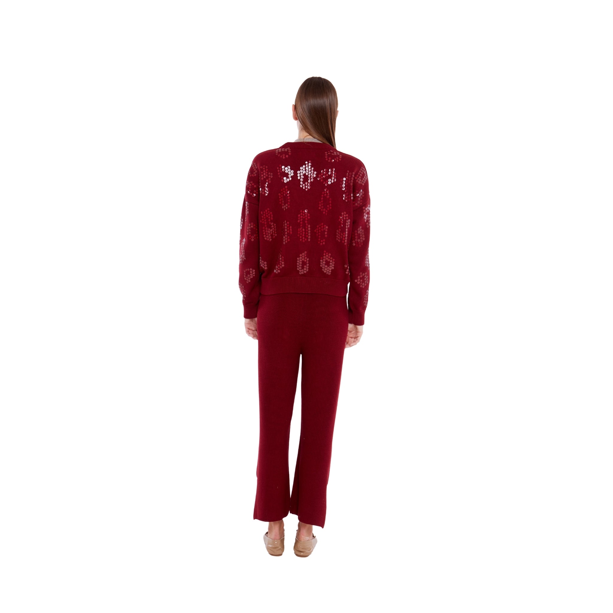 Embellished Cardigan in Ruby