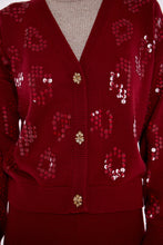 Load image into Gallery viewer, Embellished Cardigan in Ruby
