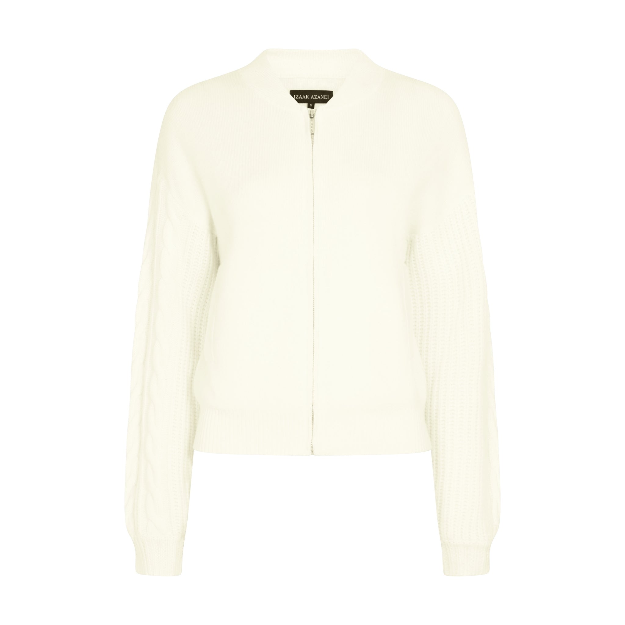 The Bomber with Contrast Cable Sleeves in Ivory