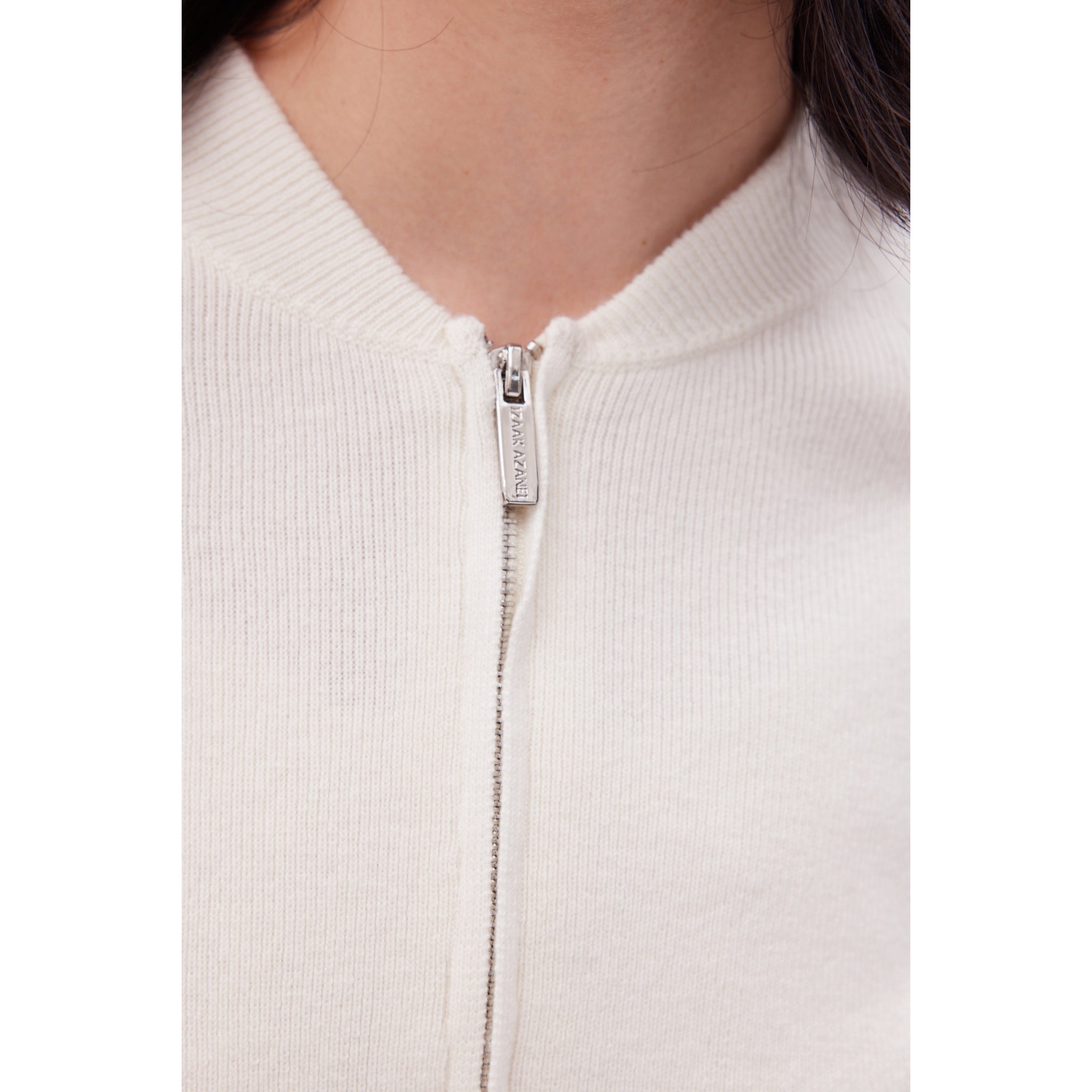 The Bomber with Contrast Cable Sleeves in Ivory