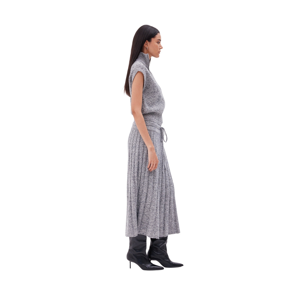 The Pleated Midi Skirt in Ink