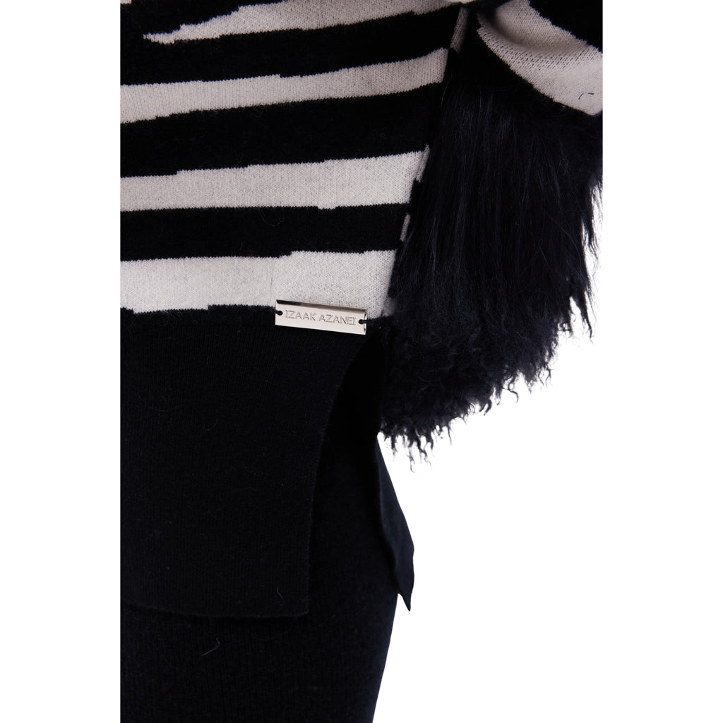 The Shearling Cuff Sweater in Zebra
