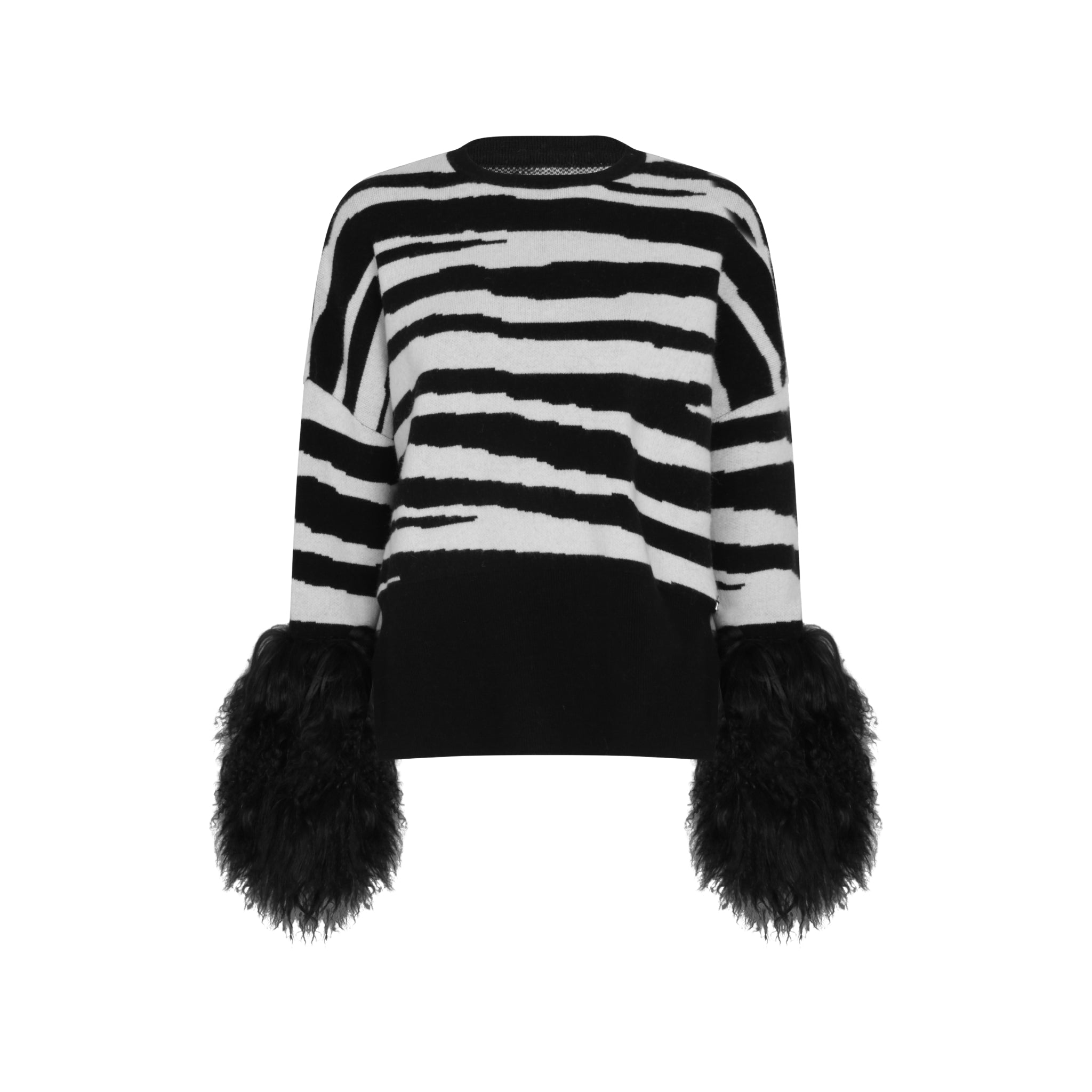The Shearling Cuff Sweater in Zebra | Izaak Azanei – IZAAK AZANEI