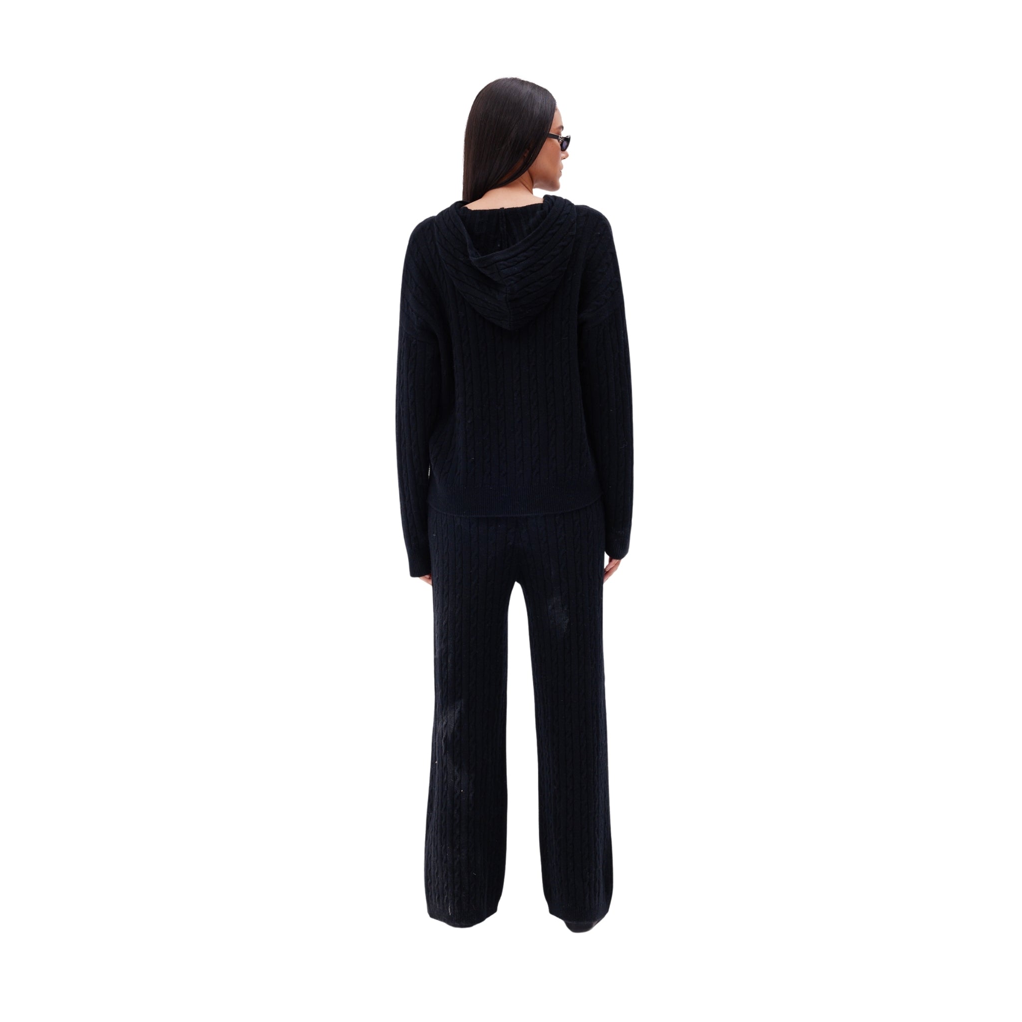 The Cable Knit Straight Leg Pants in Black
