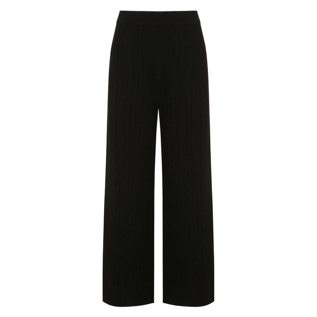 The Cable Knit Straight Leg Pants in Black