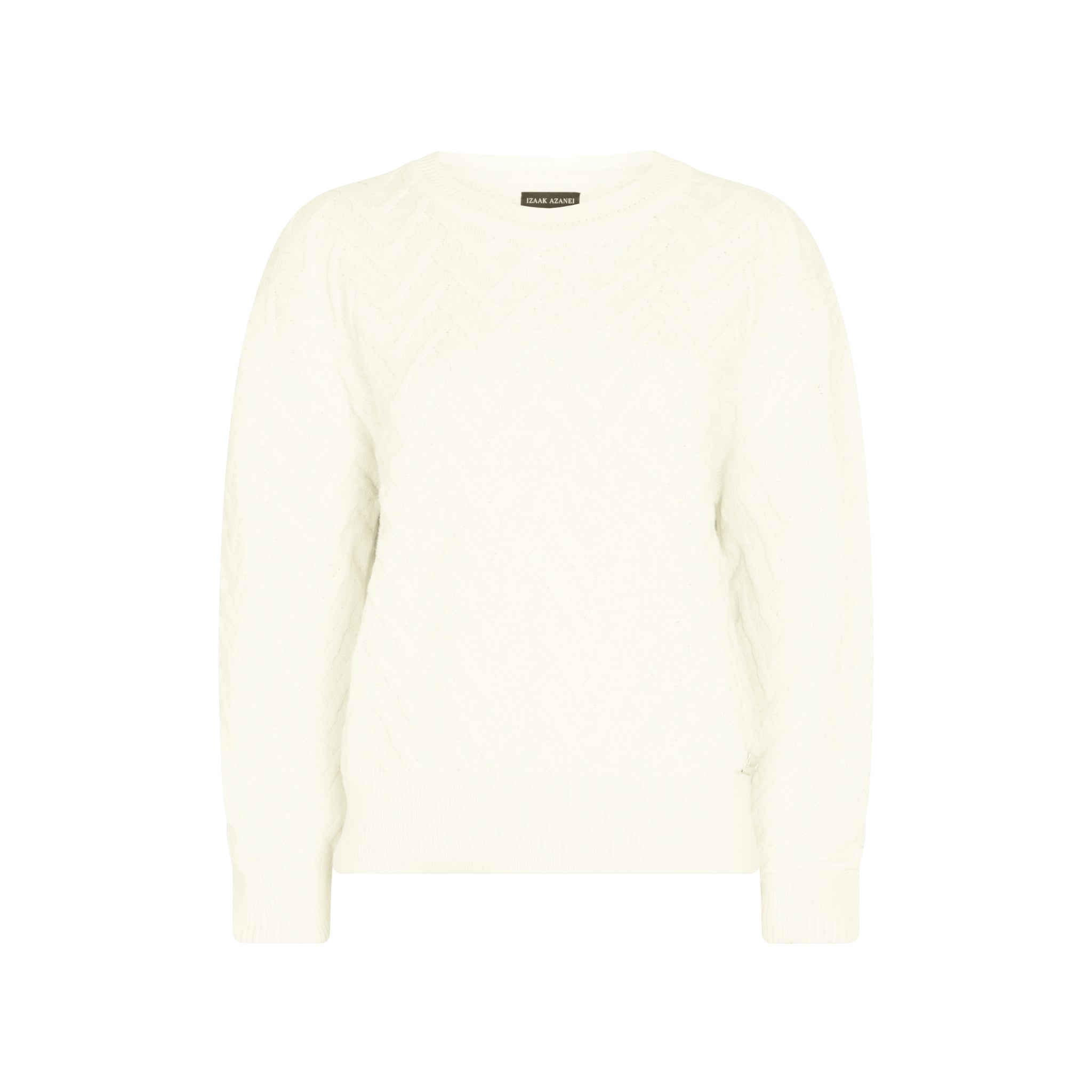 The Textured Round Neck Sweater in Meringue