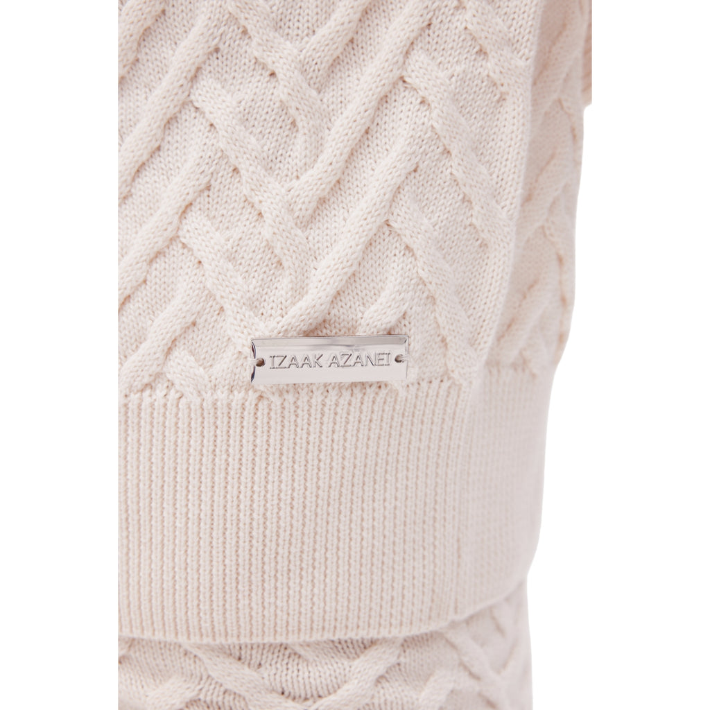 The Textured Round Neck Sweater in Meringue