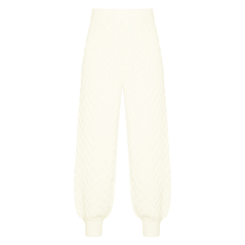 The Textured Cuff Hem Pants in Meringue