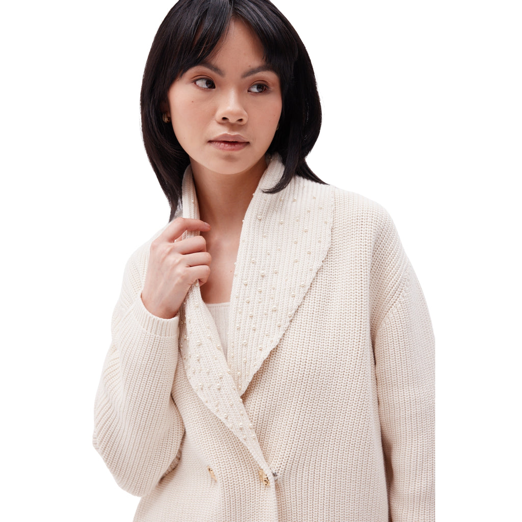 The Oversized Cross Over Cardigan in Meringue