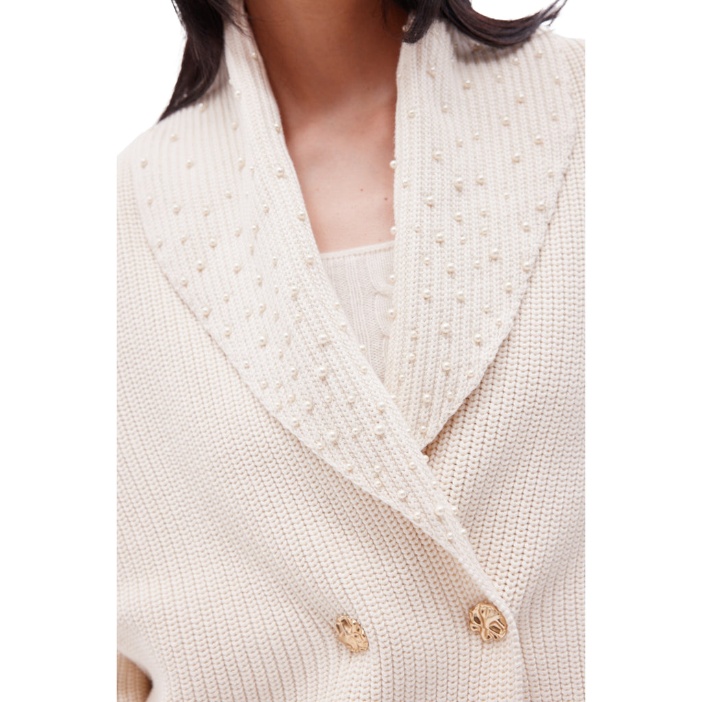 The Oversized Cross Over Cardigan in Meringue
