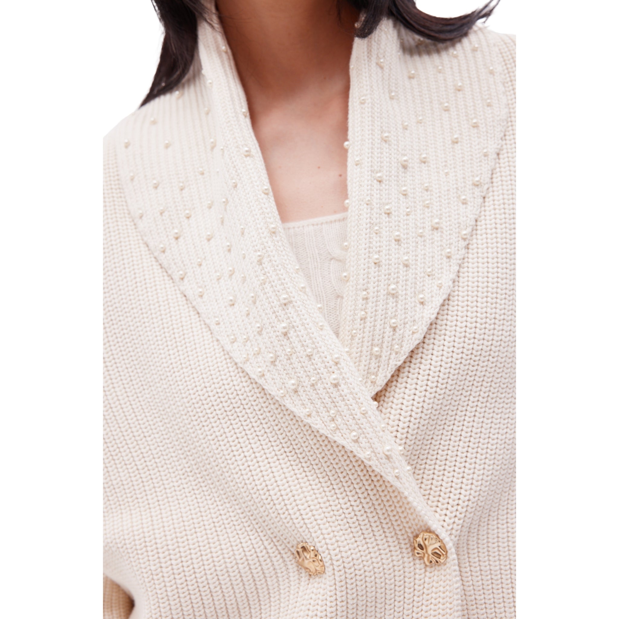 The Oversized Cross Over Cardigan in Meringue
