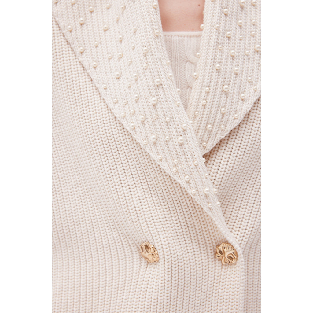The Oversized Cross Over Cardigan in Meringue