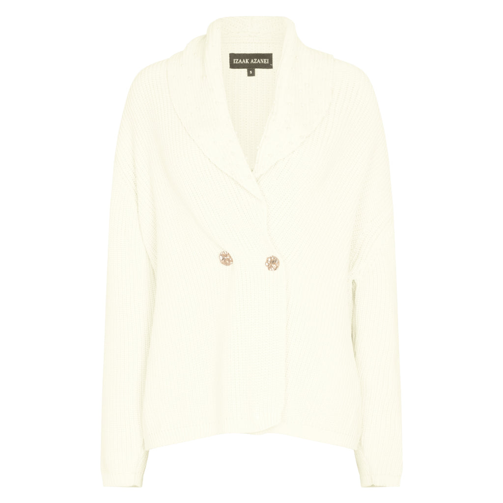 The Oversized Cross Over Cardigan in Meringue