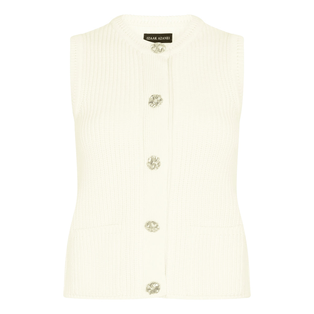 The Button Down Gilet in Meringue