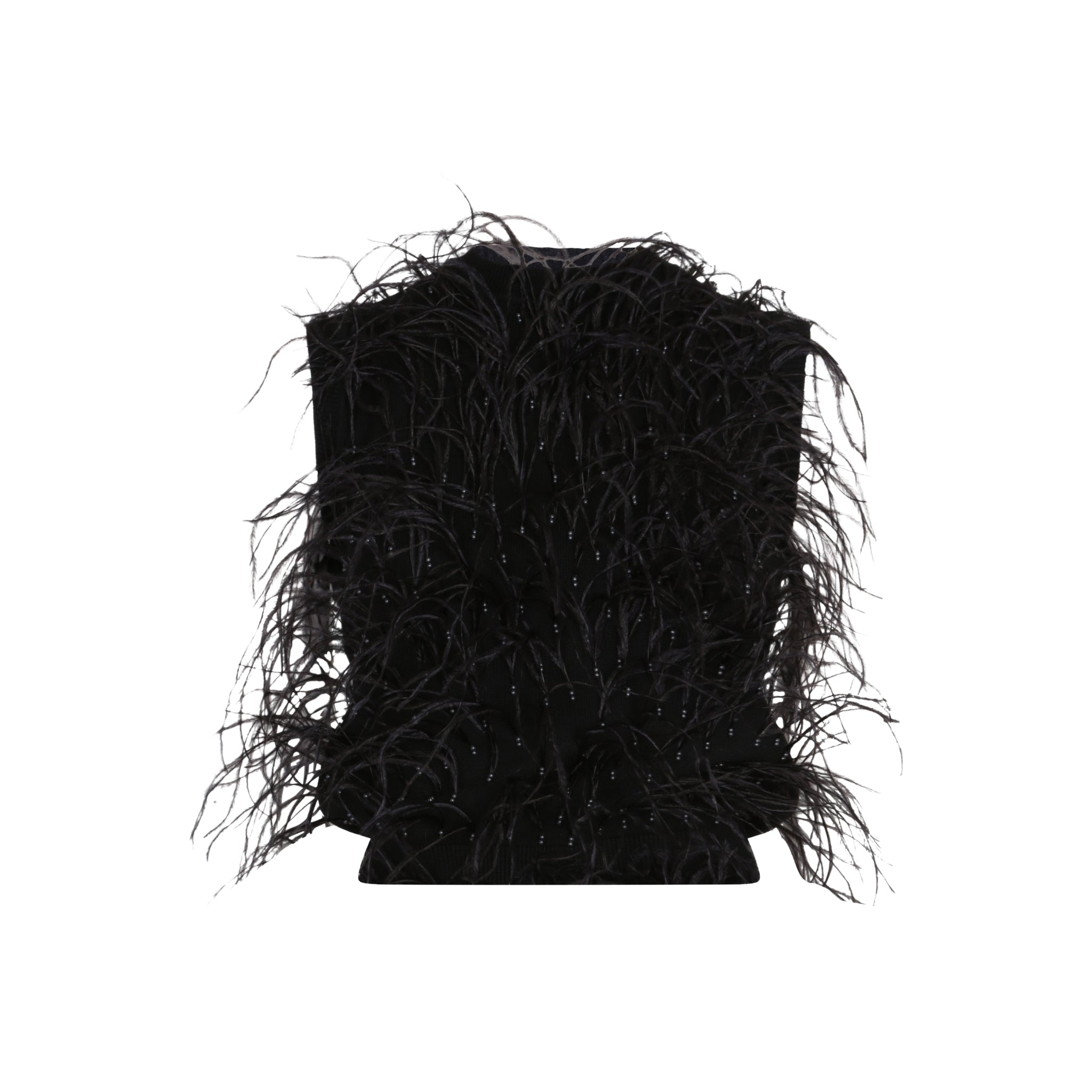 The Feather & Pearl Detail Sleeveless Blouse in Black