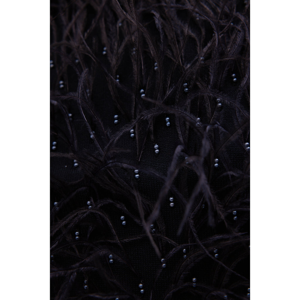 The Feather & Pearl Detail High Waisted Hot Pants in Black