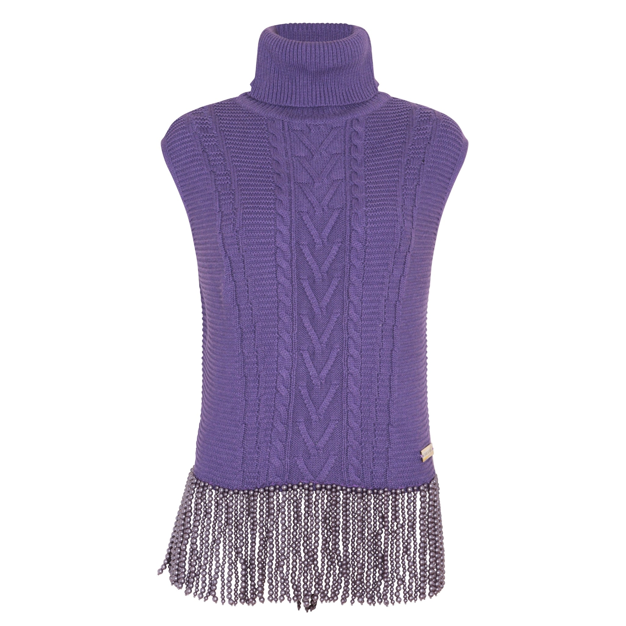 The High Neck Pearl Trim Blouse in Amethyst