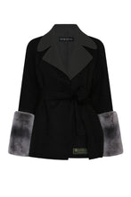 Load image into Gallery viewer, Black And Charcoal Grey Colour Block Loro Piana Coat
