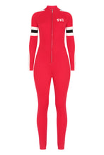 Load image into Gallery viewer, SKI: Triple Tone Base Layer Jumpsuit in Red
