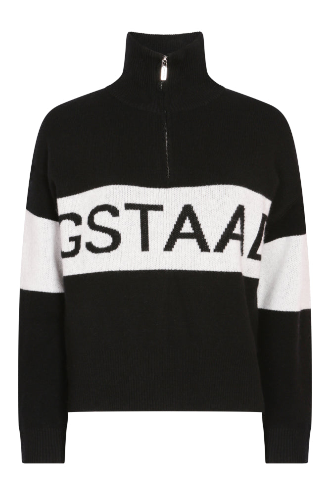 SKI: 'GSTAAD' High Neck Zip Up Base Layer in Black